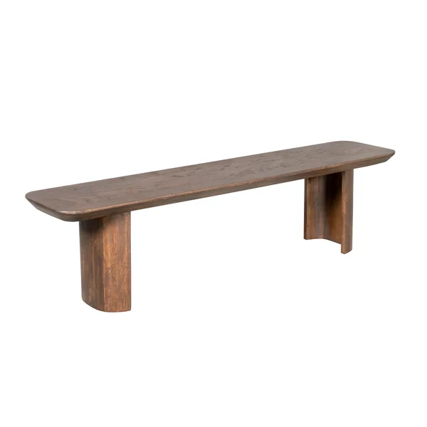 Banc de salle à manger bois foncé pieds courbes 180 cm ALMA