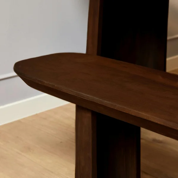 Banc de salle à manger bois foncé pieds courbes 180 cm ALMA