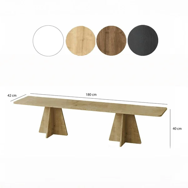 Banc TV design décor bois bords arrondis pieds croisés MARFA