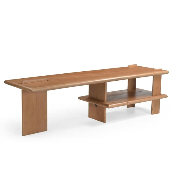 Banc TV en bois clair à étagère 160 cm ALMA