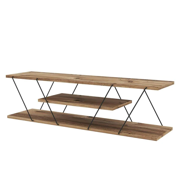 Banc TV filaire décor bois noyer et métal noir JENA