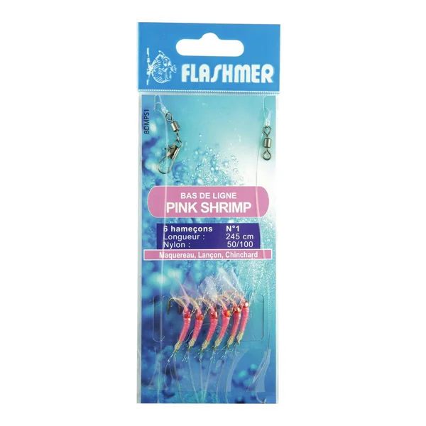 Bas de ligne Pink Shrimp 6 hameçons 6 FLASHMER