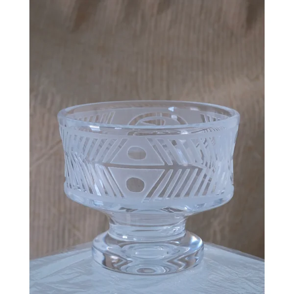 Bertil Vallien Glass Footed Bowl for Boda Åfors, 1960s