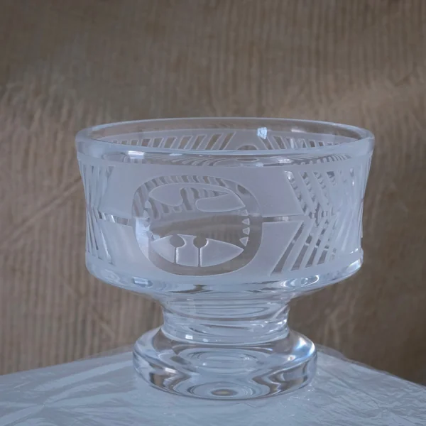 Bertil Vallien Glass Footed Bowl for Boda Åfors, 1960s