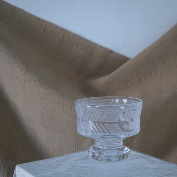 Bertil Vallien Glass Footed Bowl for Boda Åfors, 1960s