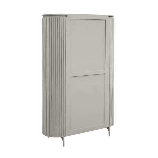 Bibliothèque haute bois gris rainuré avec rangement CALERO