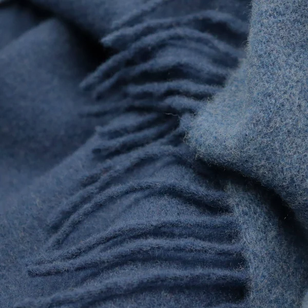 BIEDERLACK Plaid laine et cachemire Clarence - Bleu Jean - 130 x 170 cm