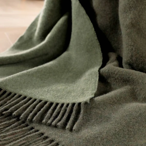 BIEDERLACK Plaid laine et cachemire Clarence - Vert/Forêt - 130 x 170 cm