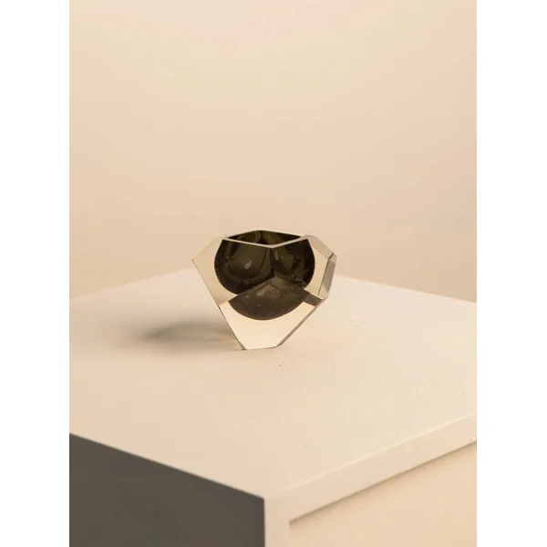Black "Diamant" Ashtray in Murano Glass by Flavio Poli for Seguso 60's
