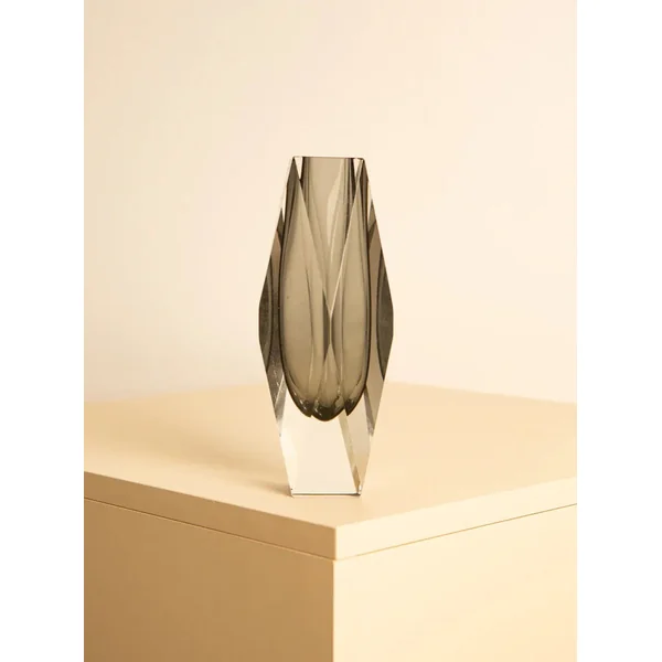 Black “Diamond” vase by Flavio Poli for Mandruzzato 70s