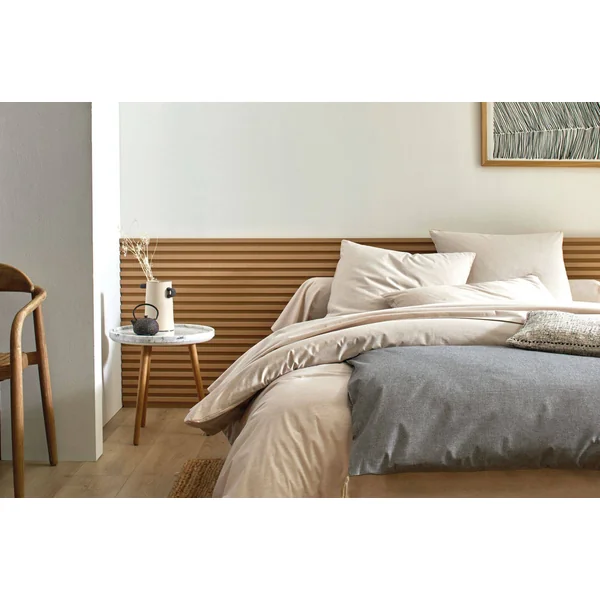 BLANC DES VOSGES Drap housse coton bio et recyclé Ressources - Lin - 180 x 200 cm