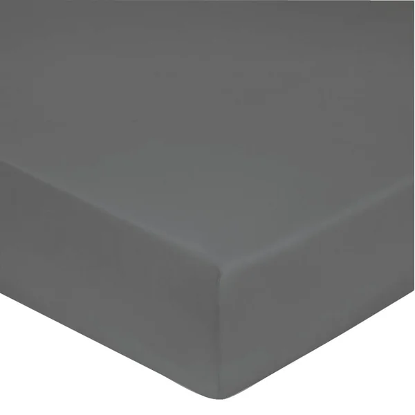 BLANC DES VOSGES Drap housse Percale Easy - Acier - 90 x 190 cm