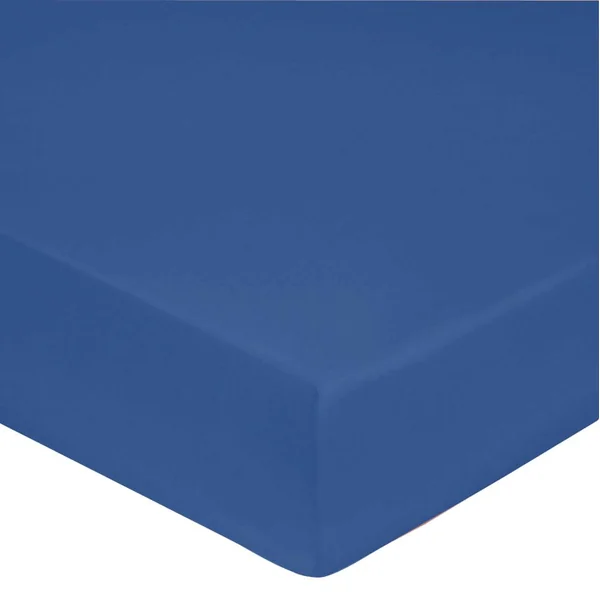 BLANC DES VOSGES Drap housse Percale Easy - Bleu Royal - 160 x 200 cm
