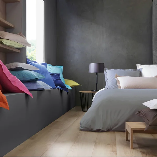 BLANC DES VOSGES Drap Percale Easy - Platine - 240 x 300 cm