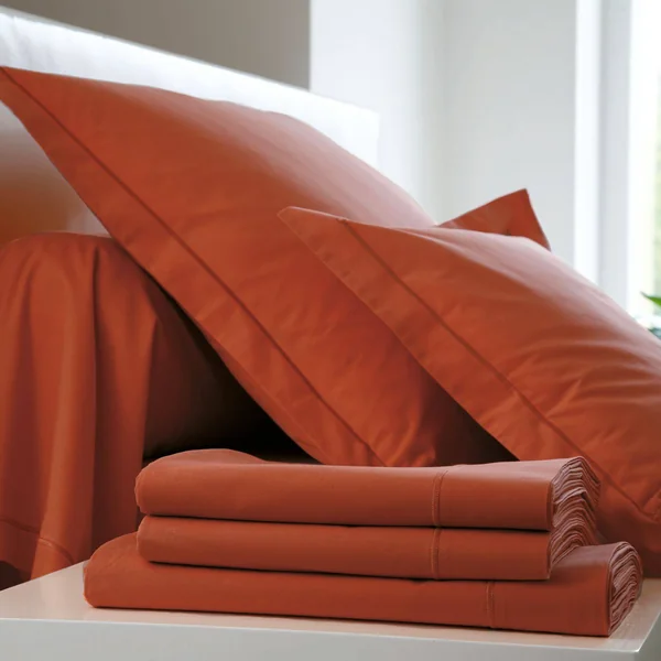 BLANC DES VOSGES Drap Percale Easy - Terracotta - 180 x 290 cm