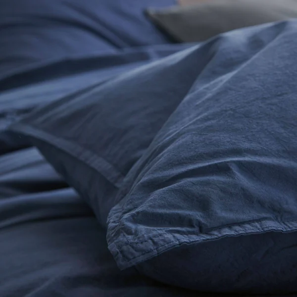 BLANC DES VOSGES Housse de couette percale lavée Bohème - Indigo - 240 x 220 cm