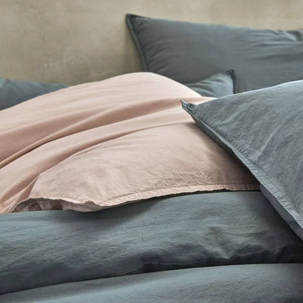 BLANC DES VOSGES Housse de couette percale lavée Bohème - Orage - 260 x 240 cm