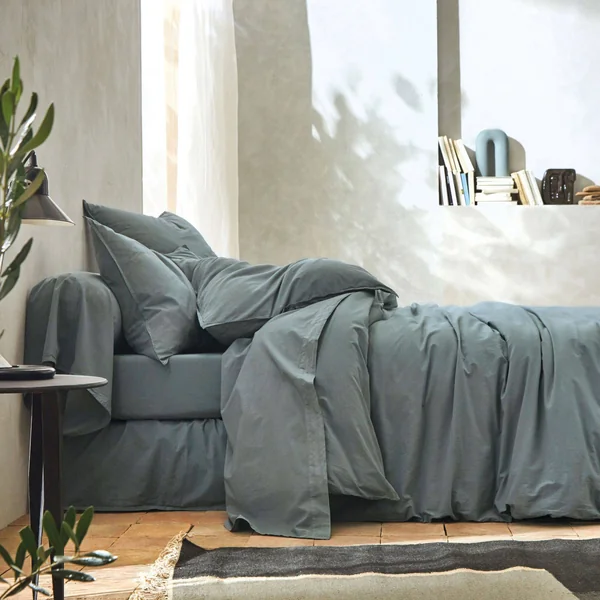 BLANC DES VOSGES Housse de couette percale lavée Bohème - Orage - 260 x 240 cm