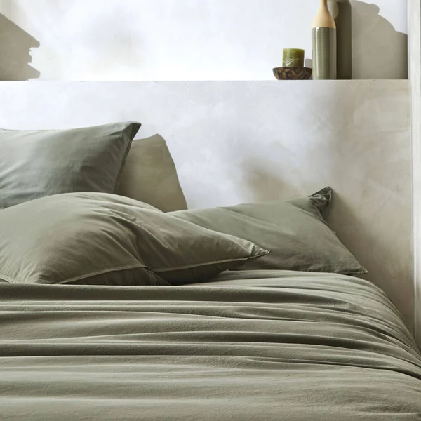 BLANC DES VOSGES Housse de couette percale lavée Bohème - Toundra - 140 x 200 cm