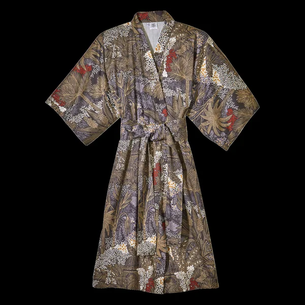 BLANC DES VOSGES Kimono satin de coton Jardins de Babylone - Taille M