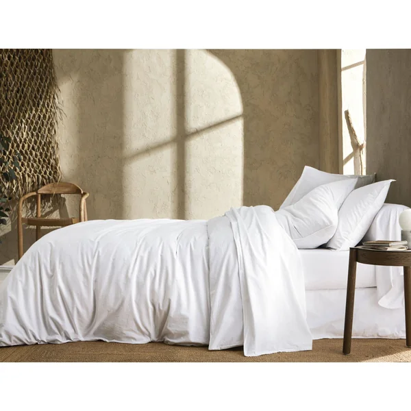 BLANC DES VOSGES Taie de traversin percale lavée Bohème - Blanc - Taie de traversin 45 x 190 cm