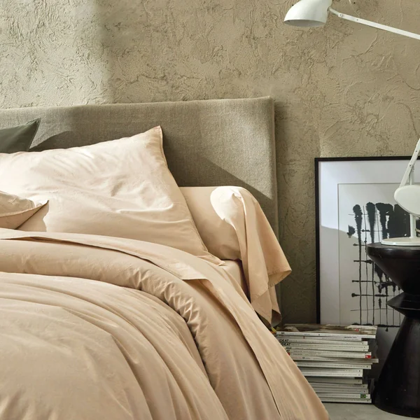BLANC DES VOSGES Taie de traversin percale lavée Bohème - Crème - Taie de traversin 45 x 230 cm