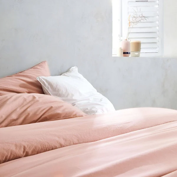 BLANC DES VOSGES Taie de traversin percale lavée Bohème - Nacre - Taie de traversin 45 x 230 cm
