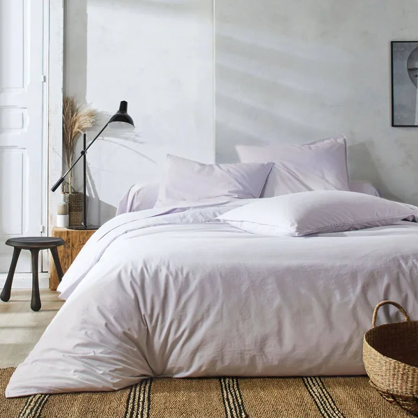 BLANC DES VOSGES Taie de traversin percale lavée Bohème - Perle - Taie de traversin 45 x 230 cm