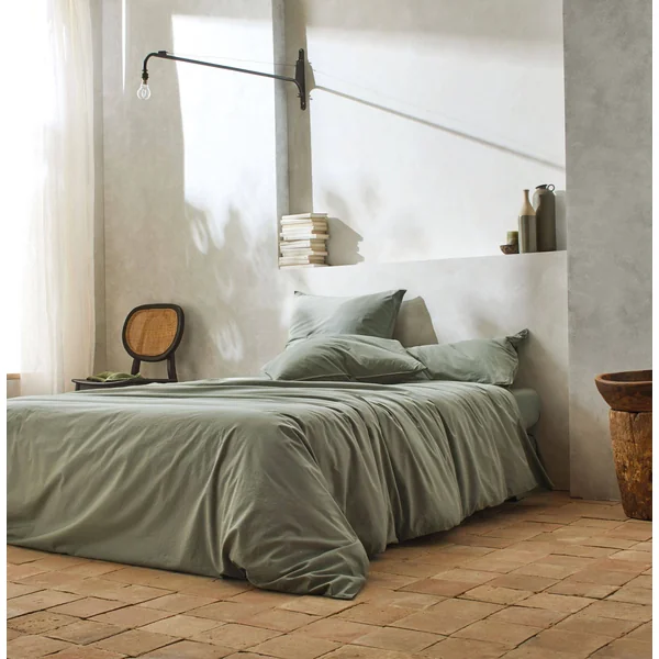 BLANC DES VOSGES Taie de traversin percale lavée Bohème - Toundra - Taie de traversin 45 x 190 cm