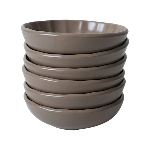 Bol apéro brun cendré forme fleur (lot de 6) EFIRA