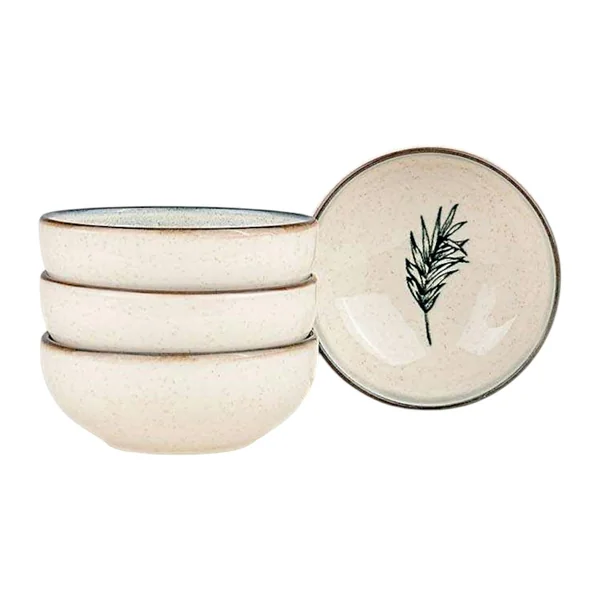 Bol apéro porcelaine motif feuille bleue (lot de 4) ELDA