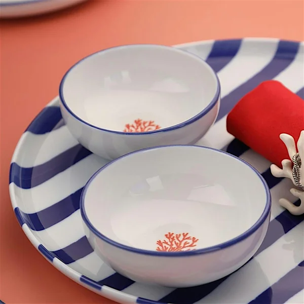 Bol à sauce motif corail en porcelaine (lot de 4) ELDA
