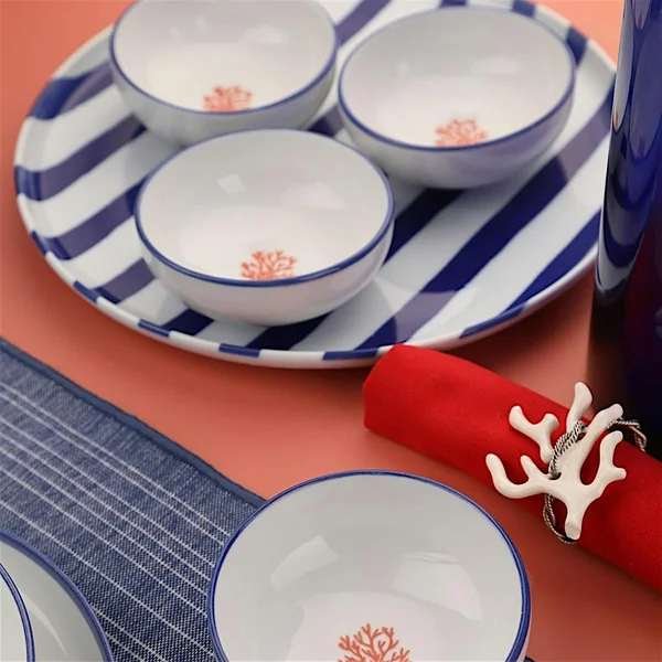 Bol à sauce motif corail en porcelaine (lot de 4) ELDA