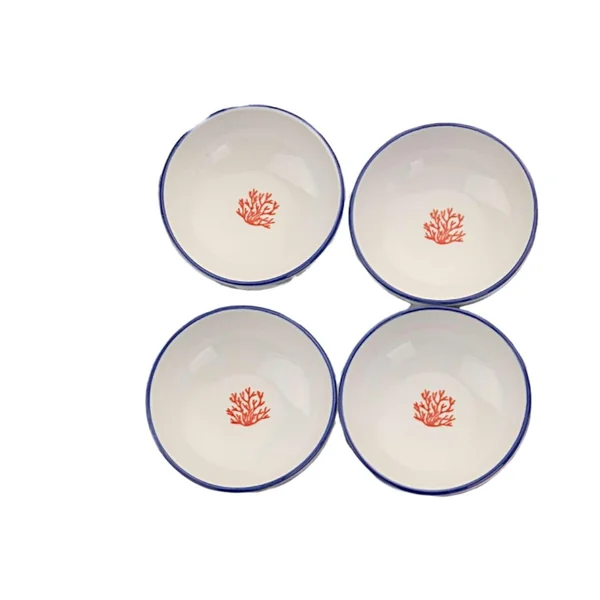 Bol à sauce motif corail en porcelaine (lot de 4) ELDA