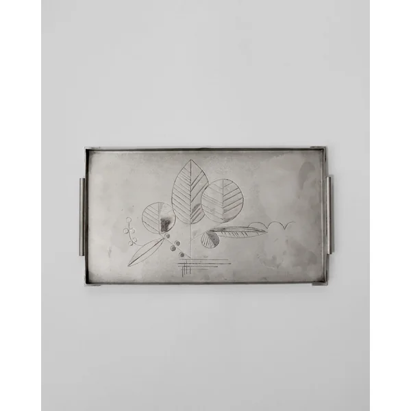 Botanical Engraved Vintage Serving Tray, 1940s