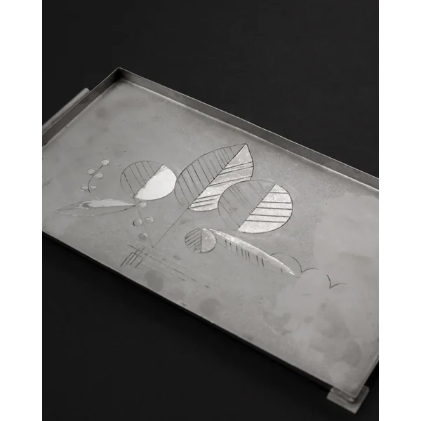Botanical Engraved Vintage Serving Tray, 1940s