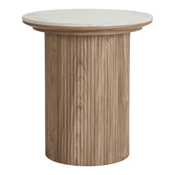 Bout de canapé en céramique effet marbre Ø45 cm PRATO
