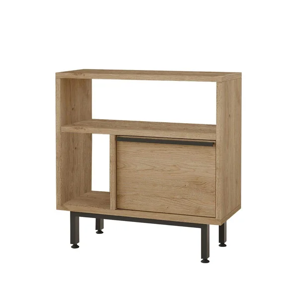 Bout de canapé moderne décor bois 2 niches 1 porte JENA