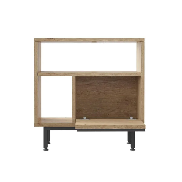 Bout de canapé moderne décor bois 2 niches 1 porte JENA