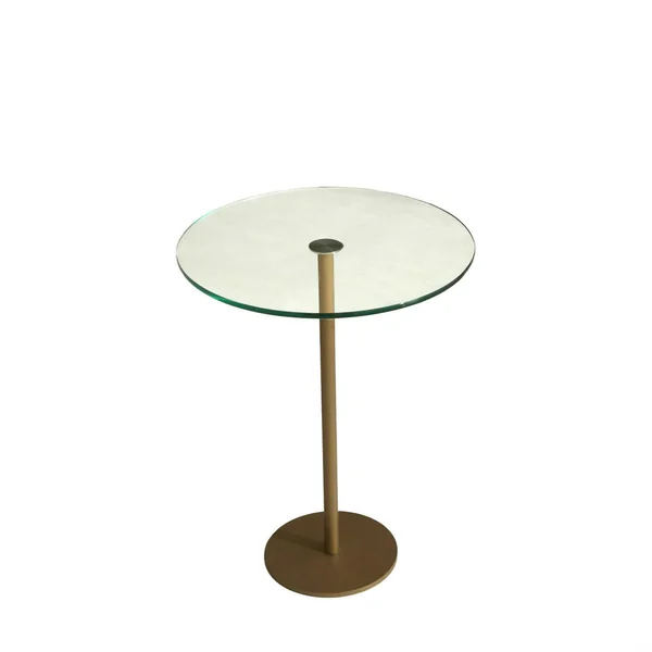 Bout de canapé rond en verre, pied métal doré Ø40 cm TULUM