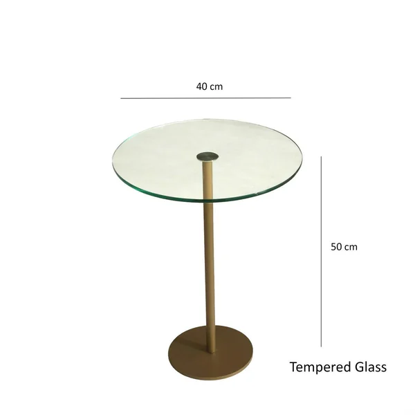 Bout de canapé rond en verre, pied métal doré Ø40 cm TULUM