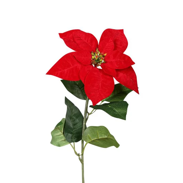 Branche de Poinsettia artificiel rouge – 55 cm
