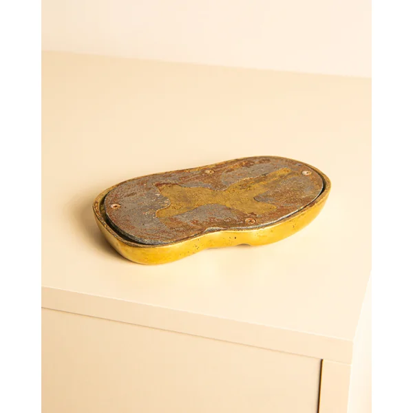 Brutalist Ashtray in Brass and Silver by David Marshall 80's