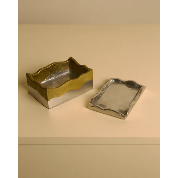 Brutalist metal and brass box by David Marshall, 1970s