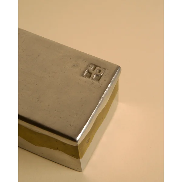 Brutalist metal and brass box by David Marshall, 1970s
