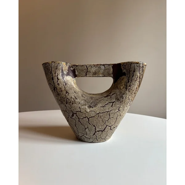 Brutalist Sculptural Ceramic Vase by Accolay — Burgundy, France, c.1 950s