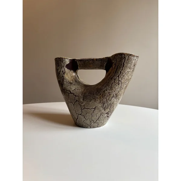 Brutalist Sculptural Ceramic Vase by Accolay — Burgundy, France, c.1 950s