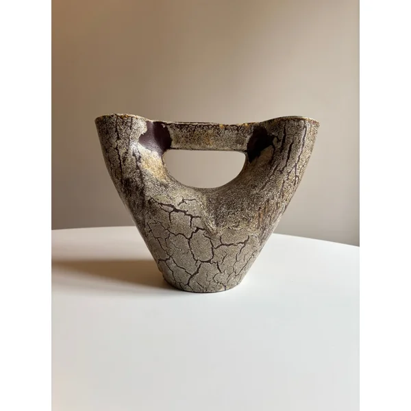 Brutalist Sculptural Ceramic Vase by Accolay — Burgundy, France, c.1 950s