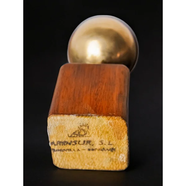 Brutalist sculpture by Ardisur, paperweight, wood and bronze, Spain 1970