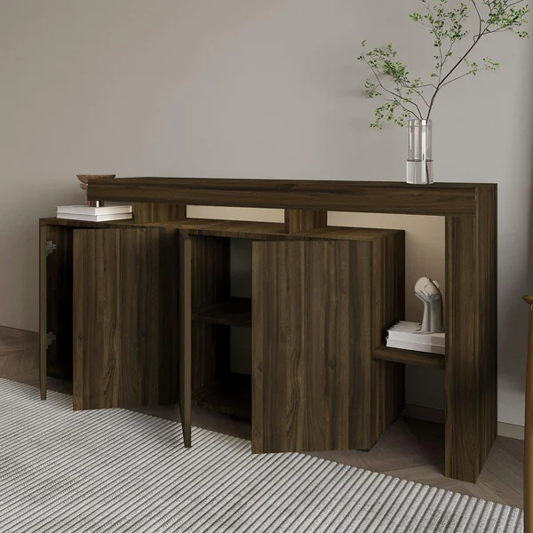 Buffet 4 portes décor noyer à cadre ouvert AURA
